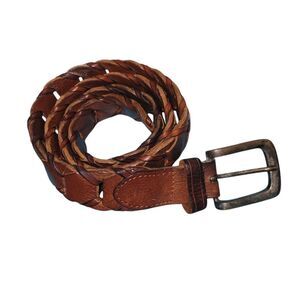 Braided Leather Belt - Brown
